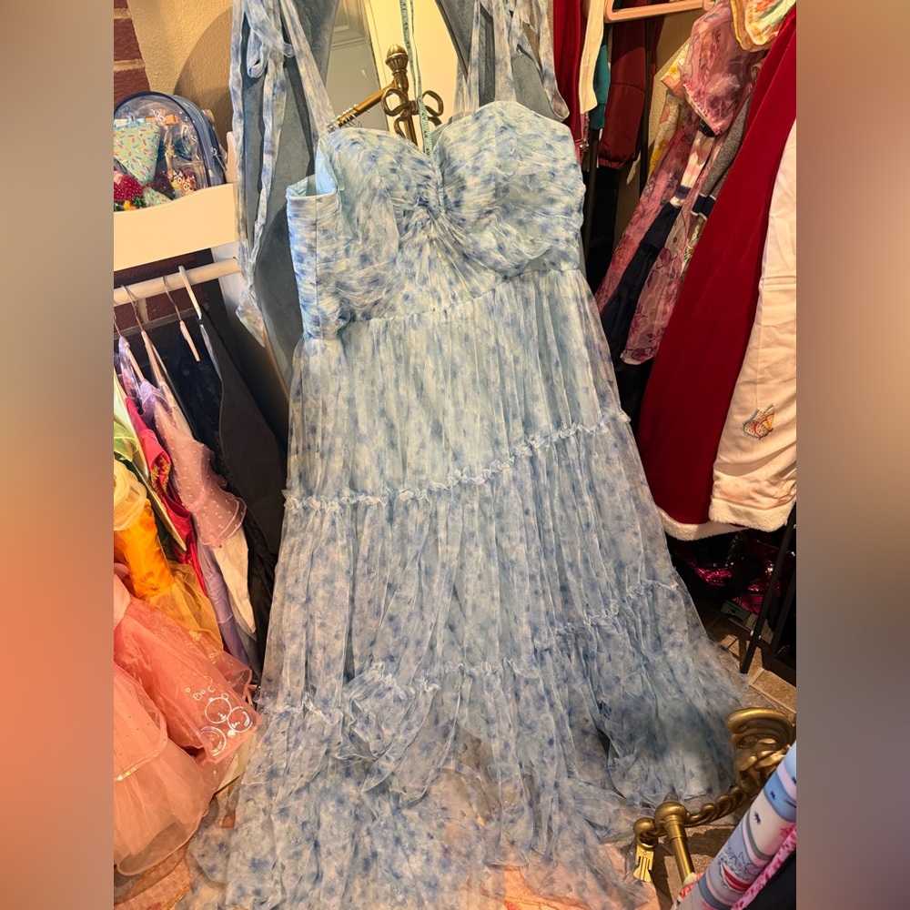 Light Blue Floral Maxi Dress